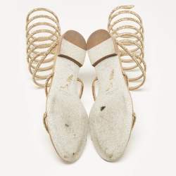 مملوكة مسبقًا صندل رينيه كوفيلا ساتان بيج لف حول الكاحل مستوى مقاس 35