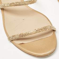 مملوكة مسبقًا صندل رينيه كوفيلا ساتان بيج لف حول الكاحل مستوى مقاس 35