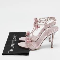 مملوكة مسبقًا René Caovilla Metallic Pink Leather and PVC Ankle Strap Sandals Size 40