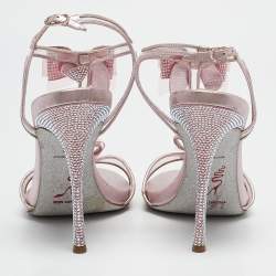 مملوكة مسبقًا René Caovilla Metallic Pink Leather and PVC Ankle Strap Sandals Size 40
