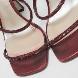 Pre Owned René Caovilla Burgundy Leather Cleo Ankle Strap Sandals Size 38