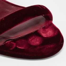 René Caovilla Burgundy Velvet Cleo Ankle Strap Sandals Size 38