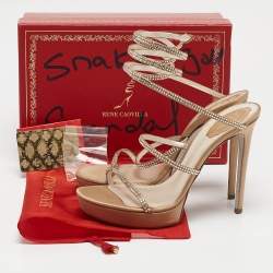 مملوكة مسبقًا René Caovilla Beige Satin Cleo Ankle Wrap Sandals Size 41