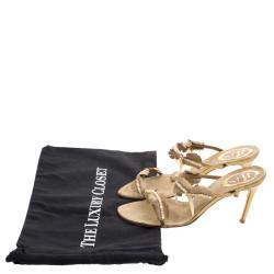 René Caovilla Beige Embellished Suede Slides Size 38.5