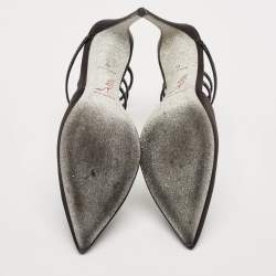 مملوكة مسبقًا René Caovilla Black Satin Crystal Embellished Cleo Pumps Size 40