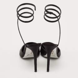 مملوكة مسبقًا René Caovilla Black Satin Crystal Embellished Cleo Pumps Size 40