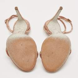 مملوكة مسبقًا صندل رينيه كاوفيللا إلابريتا ساتان و جلد ذهبي وردي مقاس 38