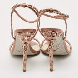 مملوكة مسبقًا صندل رينيه كاوفيللا إلابريتا ساتان و جلد ذهبي وردي مقاس 38