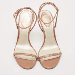 مملوكة مسبقًا صندل رينيه كاوفيللا إلابريتا ساتان و جلد ذهبي وردي مقاس 38