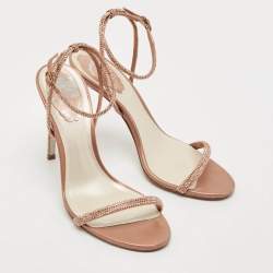 مملوكة مسبقًا صندل رينيه كاوفيللا إلابريتا ساتان و جلد ذهبي وردي مقاس 38