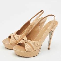 René Caovilla Beige Python Platform Sandals Size 39