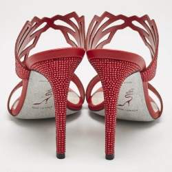 Rene Caovilla Red Suede Nadine Slide Sandals Size 38