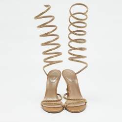 مملوكة مسبقًا René Caovilla Gold Leather Ankle Strap Sandals Size 38