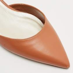 René Caovilla Brown Leather Crystal Embellished Ankle Wrap Pumps Size 37