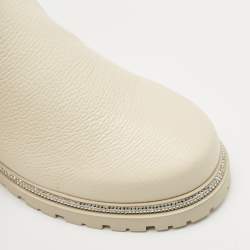 René Caovilla Ivory Leather Cleo Ankle Length Boots Size 39