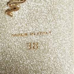 Pre Owned René Caovilla Pink Crystal Embellished Satin Sandals Size 38