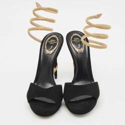 René Caovilla Black Suede Margot Platform Sandals Size 41