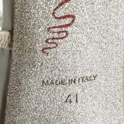 Pre Owned صندل رينيه كوفيلا كليو جلد فضي ميتال سير كاحل مرصع كريستال مقاس 39.5