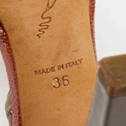 Pre Owned René Caovilla Two Tone Satin and karung Crystal Embellished Slingback Sandals Size 36