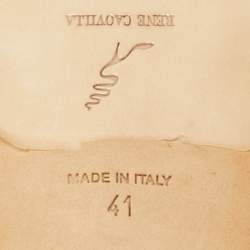 Pre Owned René Caovilla Brown Snakeskin Leather Crystal Embellished Flat Sandals Size 41