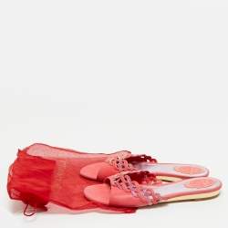Pre Owned René Caovilla Pink Suede Crystals Embellished Flat Slides Size 41