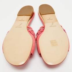 Pre Owned René Caovilla Pink Suede Crystals Embellished Flat Slides Size 41