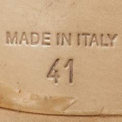 Pre Owned René Caovilla Blue Leather Crystal Embellished Flat Slides Size 41