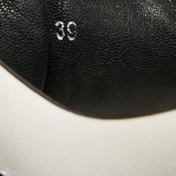 Pre Owned René Caovilla White/Black Leather and Mesh Flower Embellished Lace Up Sneakers Size 39