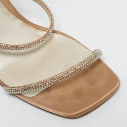Pre Owned René Caovilla Beige Satin Cleo Ankle Strap Sandals Size 40