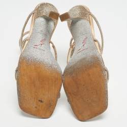 Pre Owned René Caovilla Beige Satin Cleo Ankle Strap Sandals Size 40