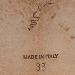 Pre Owned René Caovilla Gold Leather Crystals Embellished Thong Flats Size 38