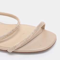 Pre Owned صندل رينيه كوفيلا ساتان مزخرف كريستال ذهبي مقاس 38