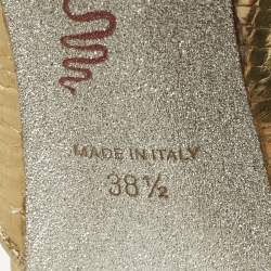 Pre Owned René Caovilla Gold Python Crisscross Slide Sandals Size 38.5