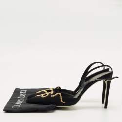 Pre Owned René Caovilla Black Suede Snake Crystal Embellish Slingback Pumps Size 37.5