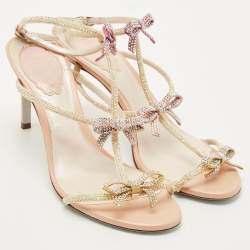 Pre Owned René Caovilla Multicolor Satin Caterina Ankle Strap Sandals Size 37