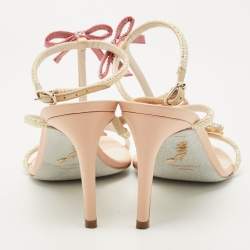 Pre Owned René Caovilla Multicolor Satin Caterina Ankle Strap Sandals Size 37