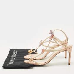 Pre Owned René Caovilla Multicolor Satin Caterina Ankle Strap Sandals Size 37