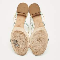 Pre Owned René Caovilla Cleo Size 38.5 Multicolor Satin Ankle Strap Sandals