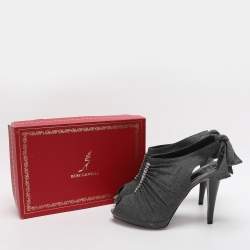 Pre Owned René Caovilla Crystal Embellished Size 41 Grey Knit Fabric Booties