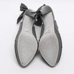 Pre Owned René Caovilla Crystal Embellished Size 41 Grey Knit Fabric Booties