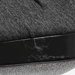 Pre Owned René Caovilla Crystal Embellished Size 41 Grey Knit Fabric Booties