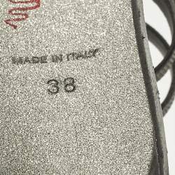 مملوكة مسبقًا René Caovilla Cleo Size 38 Black Leather and Snakeskin Embossed Leather Ankle Strap Sandals