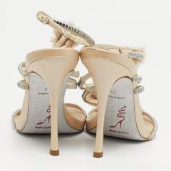 مملوكة مسبقًا حذاء فلات رينيه كوفيلا جلد ذهبي مزين بالكريستال بحزام شكل حرف T مقاس 38