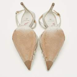 Pre Owned René Caovilla Size 36 Transparent/Silver Leather and PVC Crystal Embellished Slingback Pumps