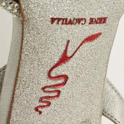 Pre Owned René Caovilla Size 36 Transparent/Silver Leather and PVC Crystal Embellished Slingback Pumps
