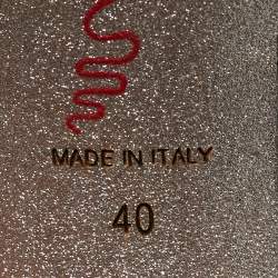 Pre Owned René Caovilla Cleo Size 40 Black Satin and Suede Crystal Embellished Ankle Strap Sandals