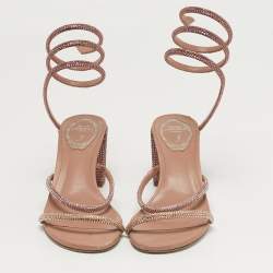 Pre Owned صندل رينيه كوفيلا ساتان بيج لف حول الكاحل مستوى مقاس 35