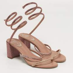 Pre Owned صندل رينيه كوفيلا ساتان بيج لف حول الكاحل مستوى مقاس 35