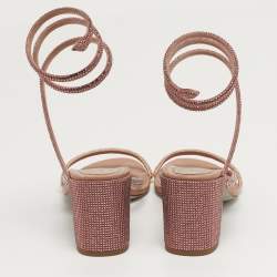 Pre Owned صندل رينيه كوفيلا ساتان بيج لف حول الكاحل مستوى مقاس 35