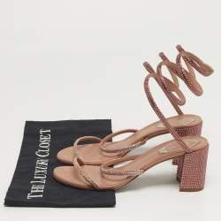 Pre Owned صندل رينيه كوفيلا ساتان بيج لف حول الكاحل مستوى مقاس 35